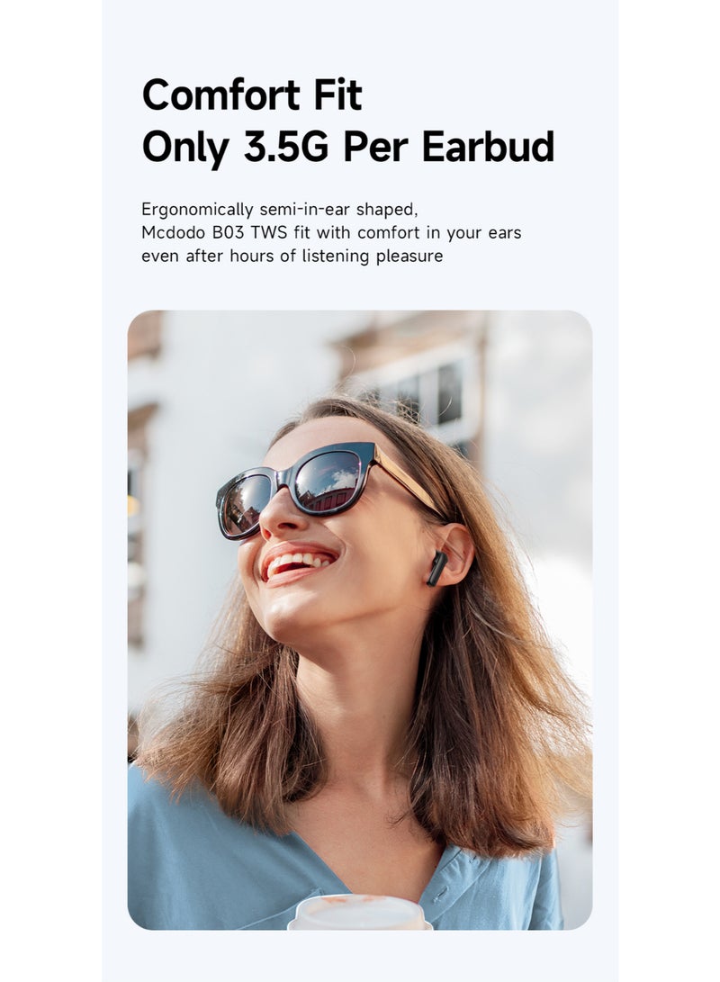مكدودو Mcdodo سماعات أذن لاسلكية (TWS) B03 بلوتوث 5.0، صوت ستيريو عالي الدقة، عمر بطارية 20 ساعة - Image 3