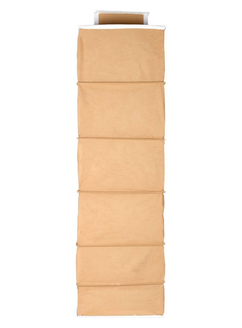 Kuber Industries 6 Shelf Closet Hanging OrganizerWardrobe Organizer for Family Closet Bedroom Living Room Brown - Image 5