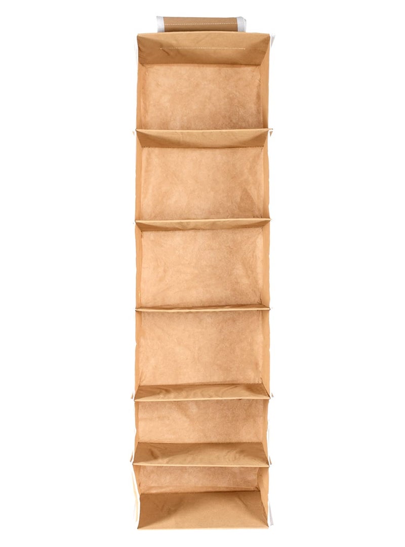 Kuber Industries 6 Shelf Closet Hanging OrganizerWardrobe Organizer for Family Closet Bedroom Living Room Brown - Image 4
