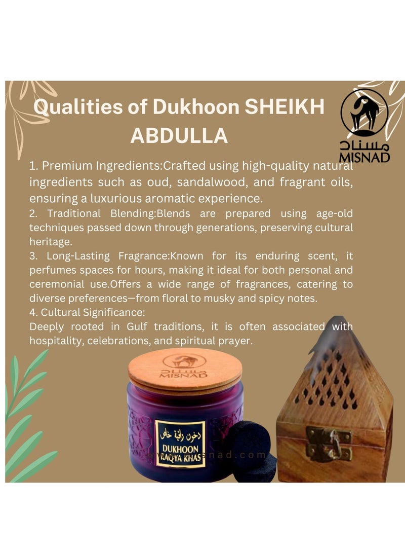 Misnad Dukhoon Sheikh Abdulla Premium Arabic Bakhoor Long Lasting Oud Incense 150gm  - Image 2