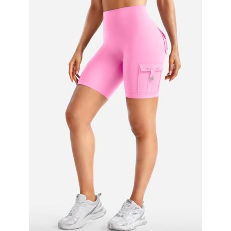 YEOREO CoreFlex شورت نسائي للتمرين مع جيوب كارجو مخفية بخصر عالٍ 8 درزة داخلية للجيم - Image 4