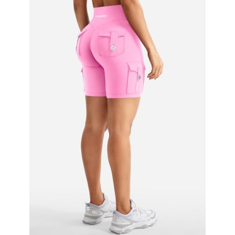 YEOREO CoreFlex شورت نسائي للتمرين مع جيوب كارجو مخفية بخصر عالٍ 8 درزة داخلية للجيم - Image 5