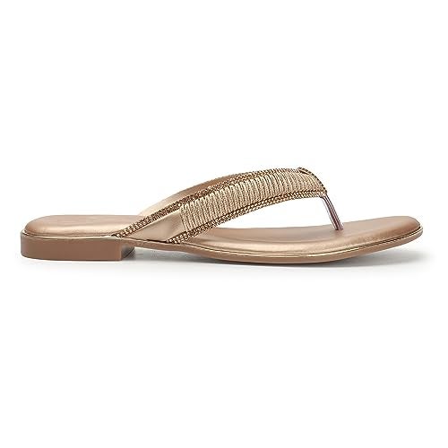 XE Looks Women's Gold Chic Metallic Flats | Stylish Braided Design | Comfortable, Durable, and Trendy Flat Slipper For Girls & Women - Image 5