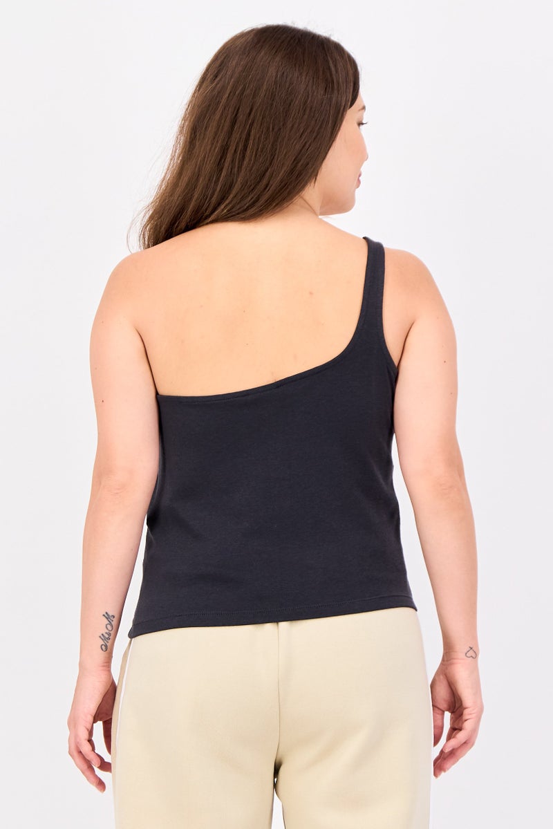 Nike Women Tight Fit One Shoulder Sleeve Outdoor Tank Top, Charcoal - Image 3