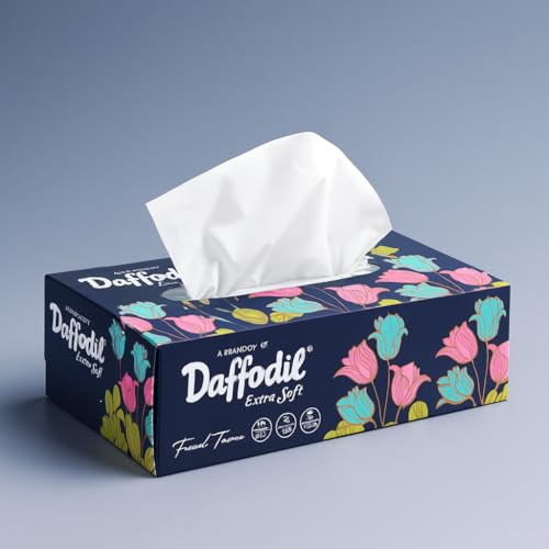 Daffodil Extra Soft 2 Ply Face Tissue Paper,Pack of 4 (100 Pulls/pack,400 Pulls total 800 Sheets) Soft,Oil Control, Skin Clarifying and Skin Friendly Tissue - Image 3