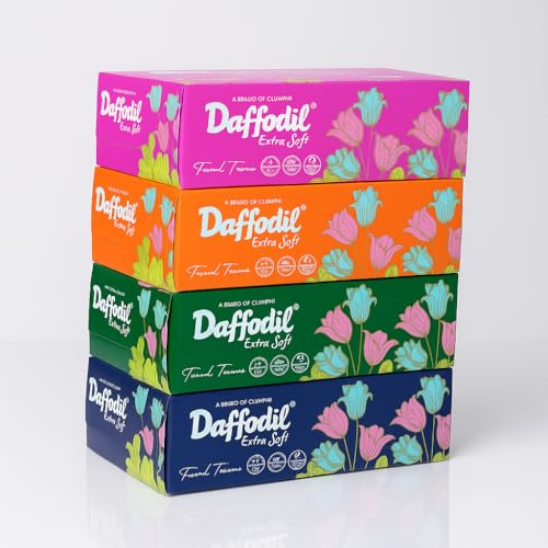 Daffodil Extra Soft 2 Ply Face Tissue Paper,Pack of 4 (100 Pulls/pack,400 Pulls total 800 Sheets) Soft,Oil Control, Skin Clarifying and Skin Friendly Tissue - Image 1