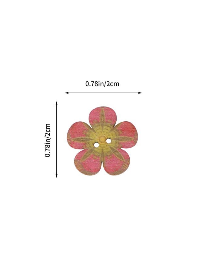 POPETPOP Wooden Buttons- 2- Hole Flower Shaped Buttons Wooden Buttons Old- Fashioned Buttons for Hand- Made DIY Sewing Process Decorative Buttons with Random Color Patterns - Image 2