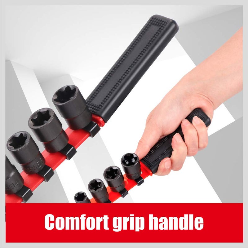 SEDY 11-Piece E-Torx Socket Set - Star Sockets Set with Socket Rail, External Torx Socket with Organizer, External Socket-Set, E4 E5 E6 E7 E8 E10 E12 E14 E16 E18 E20 Reverse Sockets Set - Image 3