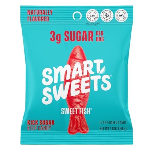SmartSweets Sweet Fish Low Sugar Gummy Candy 3g Low Calorie 130 GlutenFree 18oz Pack of 12 Packaging may vary - Image 1