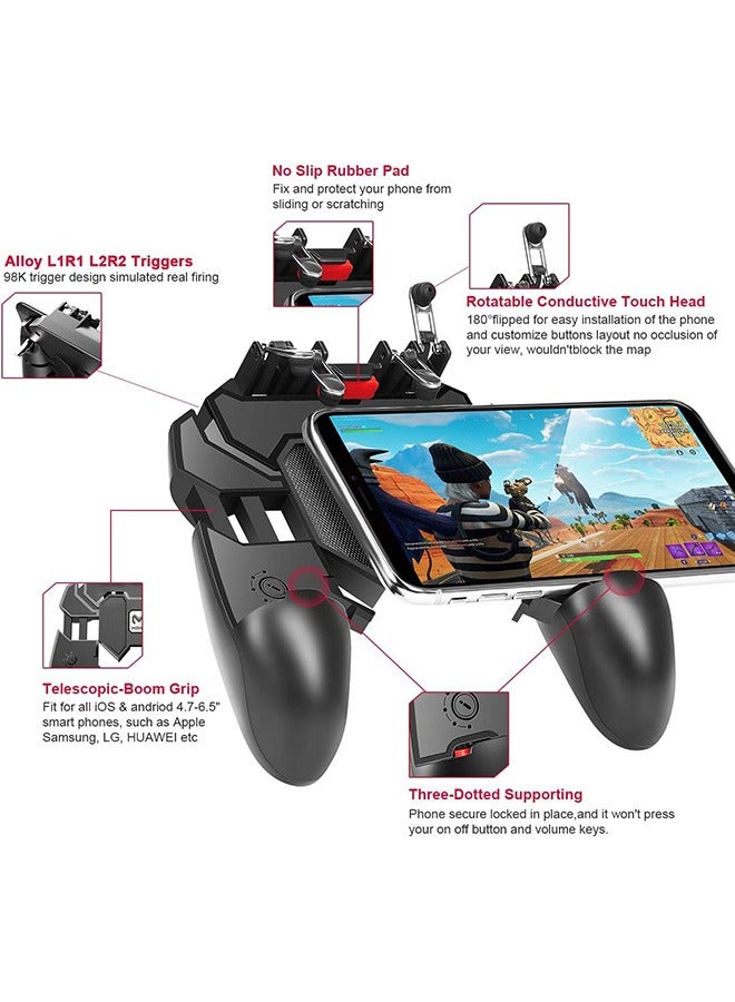 XICEN Mobile Game Controller with L1R1 L2R2 Triggers, PUBG Mobile Controller 6 Fingers Operation, Joystick Remote Grip Shooting Aim Keys（AK-66） - Image 2