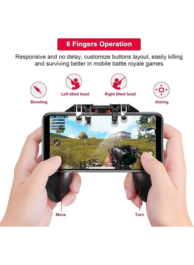 XICEN Mobile Game Controller with L1R1 L2R2 Triggers, PUBG Mobile Controller 6 Fingers Operation, Joystick Remote Grip Shooting Aim Keys（AK-66） - Image 4