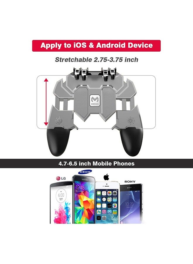 XICEN Mobile Game Controller with L1R1 L2R2 Triggers, PUBG Mobile Controller 6 Fingers Operation, Joystick Remote Grip Shooting Aim Keys（AK-66） - Image 5