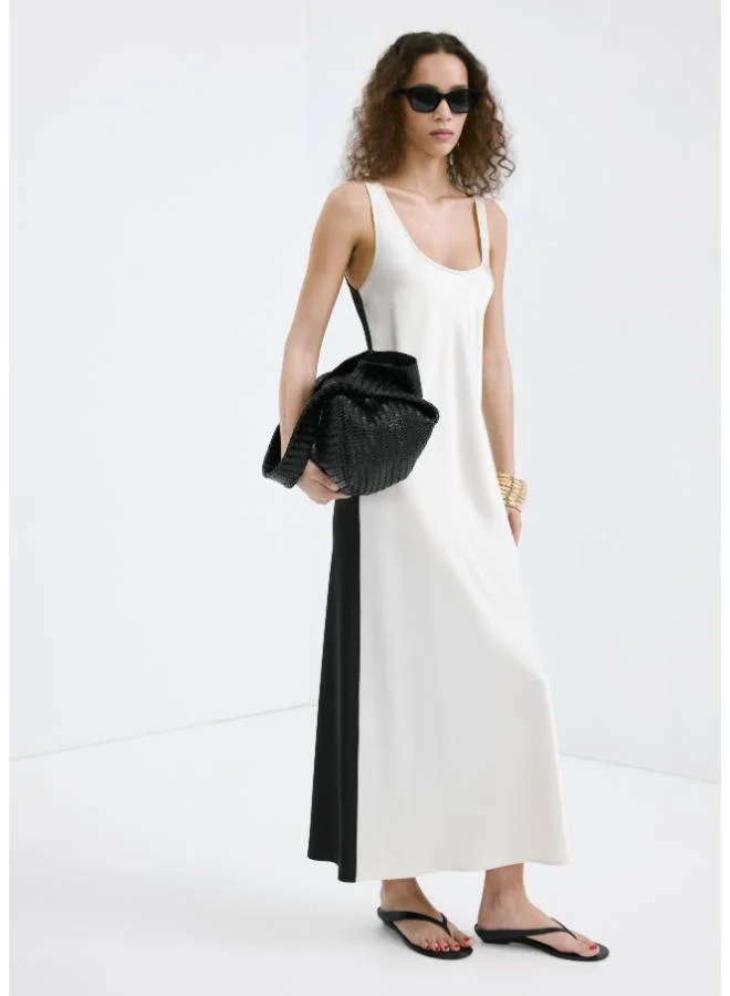 MANGO Two-tone satin dress