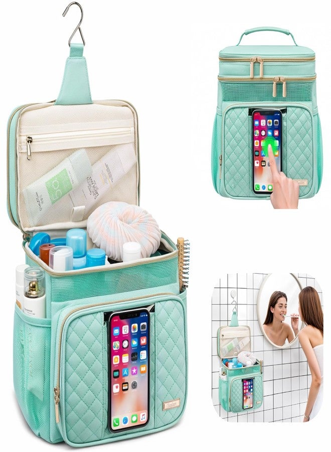 Tealari Large Toiletry Bag for Women Men,Bathroom Bag,Water Resistant Shower Bag,Makeup Bag,Portable Shower Caddy for College Dorm,Hanging Travel Toiletry Bag with Transparent Waterproof Phone Pocket - Image 2