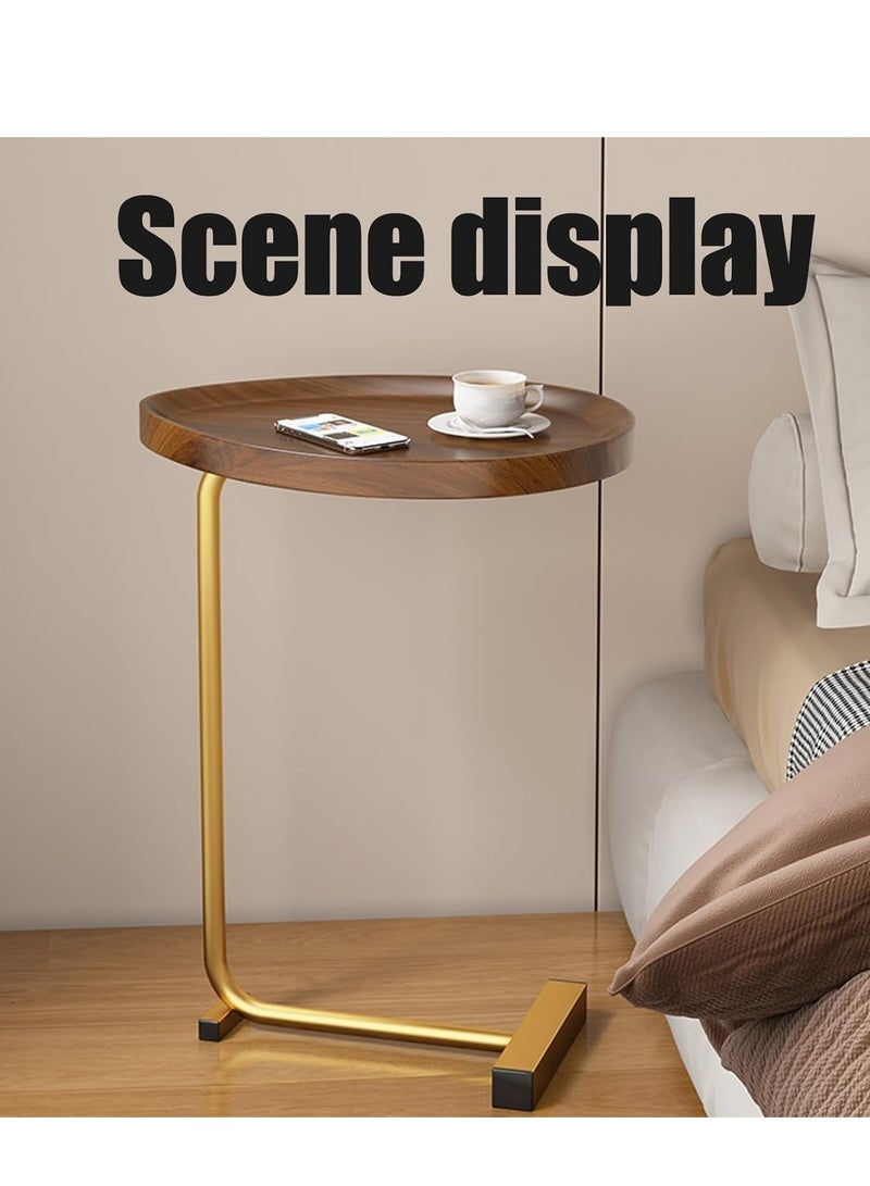 Playx Square Oval Shaped Side Table - Wooden Couch Side Table, Slide Under End Table, Laptop & Coffee Table for Living Room, Bedroom & Balcony (Brown Gold)  - Image 4