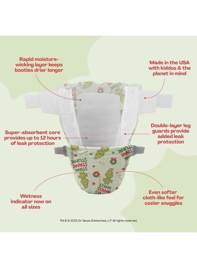 Hello Bello Diapers, Size 4 (22-37 lbs) Dr. Seuss Baby Grinch - 21 Count of Premium Disposable Baby Diapers, Hypoallergenic with Soft, Cloth-Like Feel - Image 5