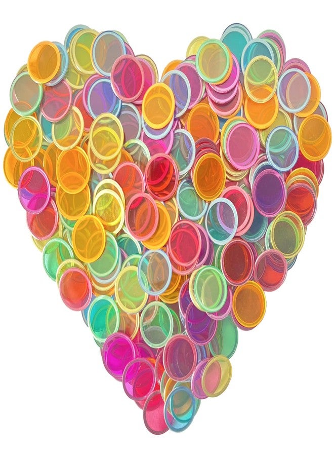 SEETOOOGAMES Magnetic Bingo Chips Counters - 300 Pieces Transparent Counting Game Chips - Clear Plastic Math Markers for Classroom - 19mm Mixed Color - Image 2
