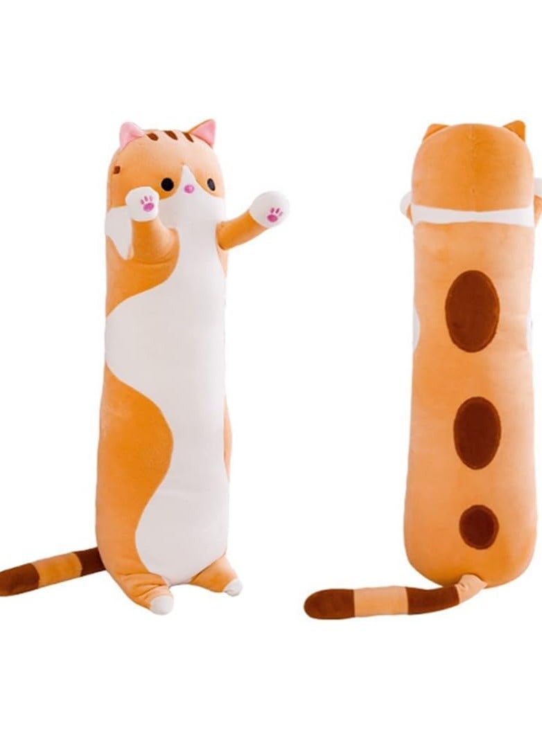 Plush Cat Doll Cute Cartoon Soft Stuffed Kitten Pillow Long Throw Sleeping Pillow Doll Toy Gift for Kids Girlfriend 50cm (BROWN) - Image 1