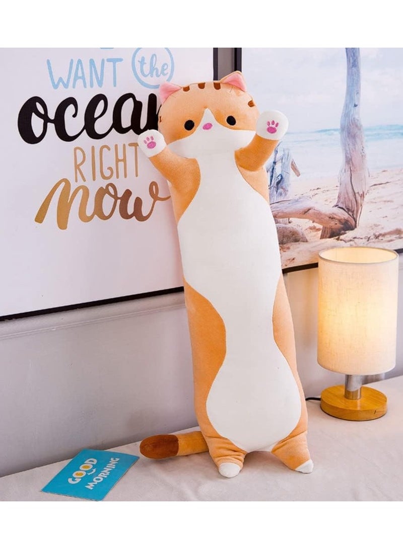 Plush Cat Doll Cute Cartoon Soft Stuffed Kitten Pillow Long Throw Sleeping Pillow Doll Toy Gift for Kids Girlfriend 50cm (BROWN) - Image 2