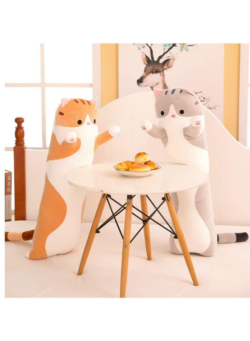 Plush Cat Doll Cute Cartoon Soft Stuffed Kitten Pillow Long Throw Sleeping Pillow Doll Toy Gift for Kids Girlfriend 50cm (BROWN) - Image 3