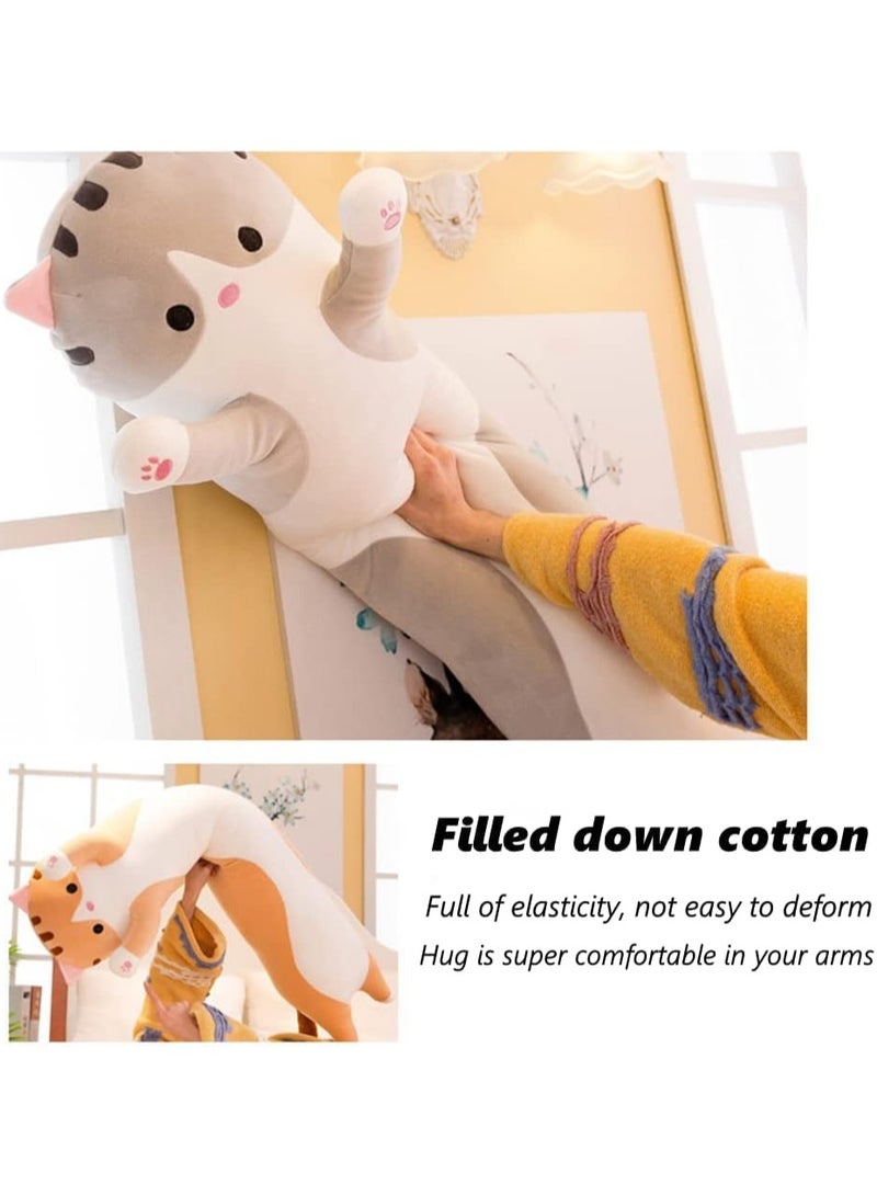 Plush Cat Doll Cute Cartoon Soft Stuffed Kitten Pillow Long Throw Sleeping Pillow Doll Toy Gift for Kids Girlfriend 50cm (BROWN) - Image 5