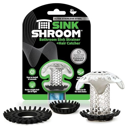 SinkShroom Ultra Revolutionary Bathroom Sink Drain Protector, Stainless Steel - Image 1