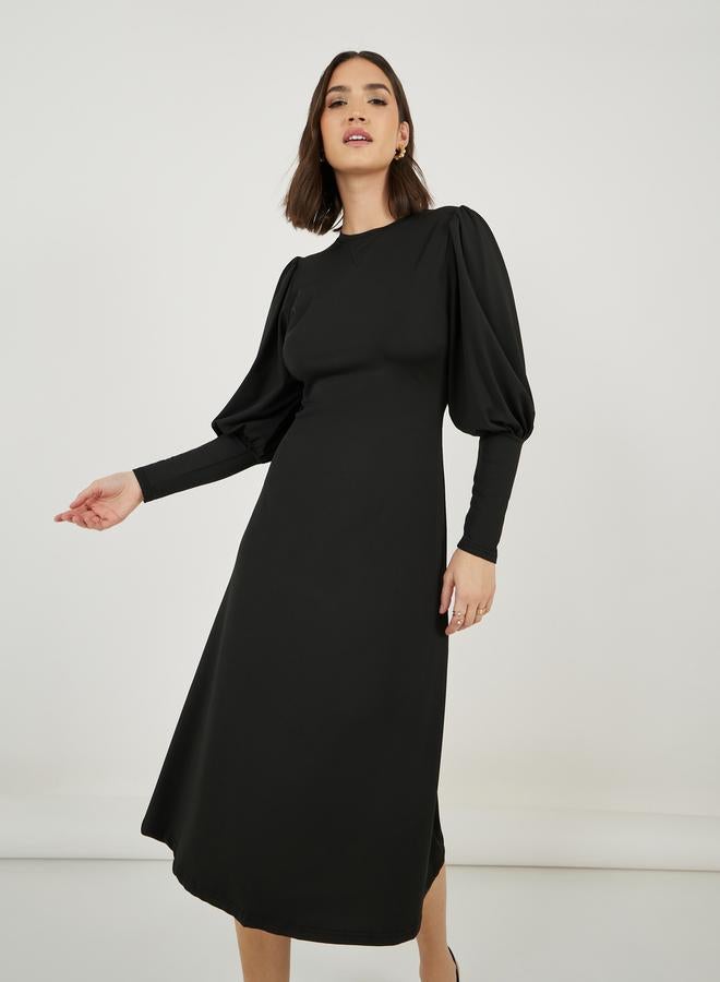 ستايلي فستان ميدي بتفاصيل أكمام - Image 5