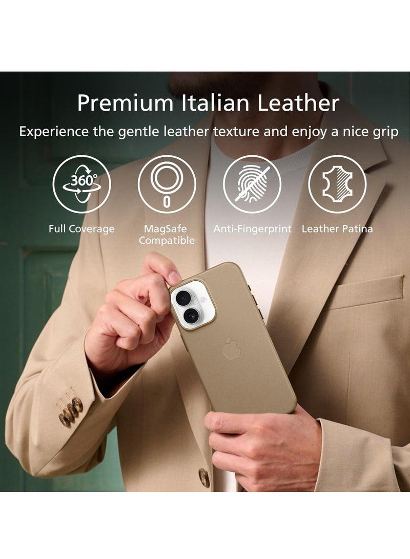 Wtech Apple iPhone 17 5G 2025 Luxury Leather Magnetic Wireless Charging Case Original MagSafe Shockproof Case Cover (MCMPMN) - Gold - Image 4