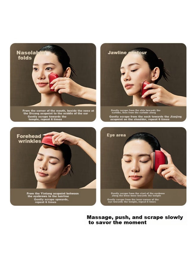 Zdeer Bian Stone Massager Facial Beauty Sing Instrument Palace Museum Collaboration Gift Box Set With Red Bian Sing Board + 5 Bottles Of Essential Oil Women's Day Gift