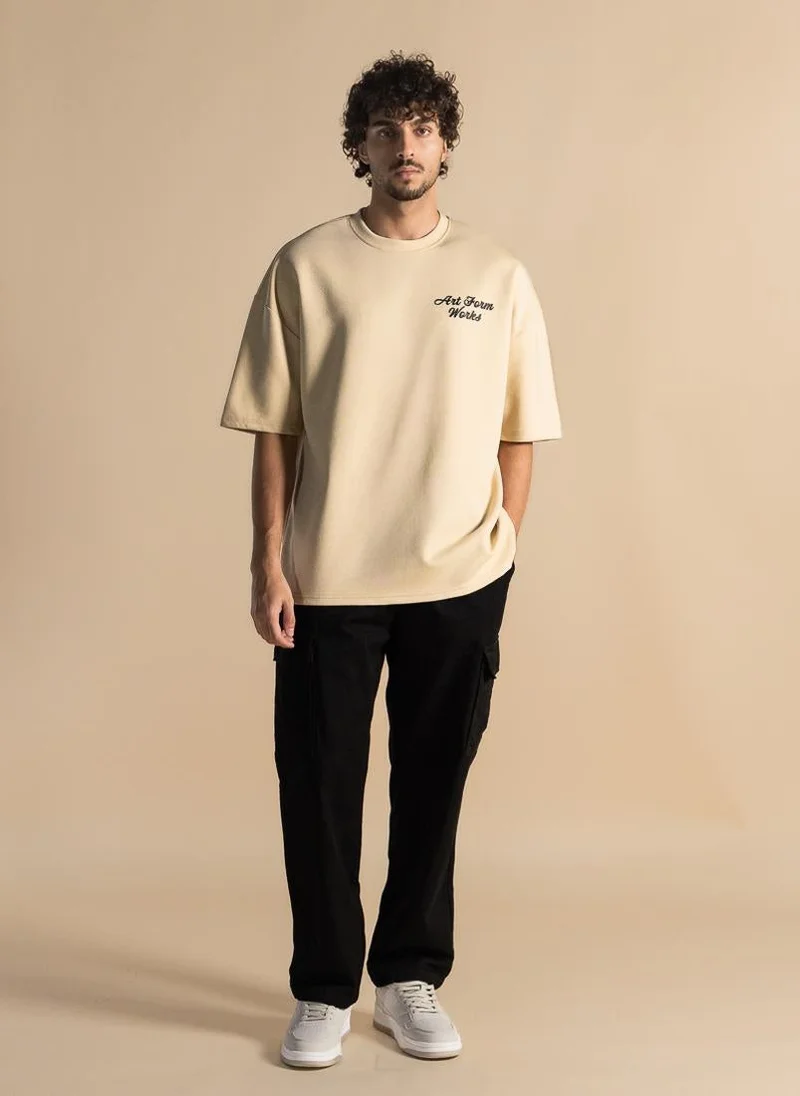 Shapes BEIGE DuraSoft SLOGAN PRINTED T-SHIRT for Men | Best Price UAE