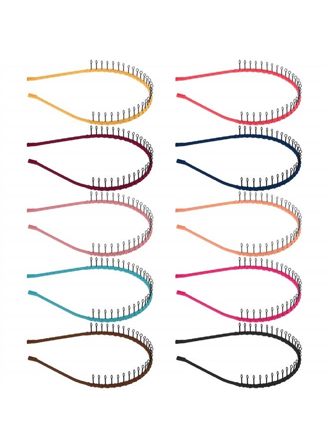 Zhanmai 10 Pieces Unisex Metal Teeth Comb Hair Hoop Hairband Headband Hair Accessories (Multicolor)