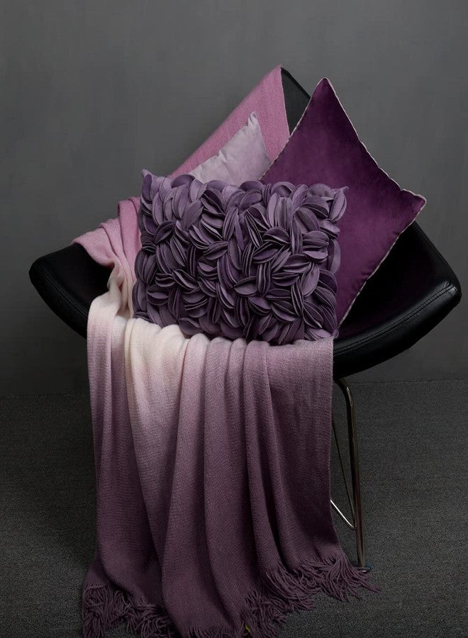 KINGROSE Hand Crafted Stereo Flower Throw Pillow Cover Rectangular Cushion Cover Soft Pillow Case for Sofa Couch Chair Bed Living Room Office 12 x 20 Inches Velvet Purple - Image 5