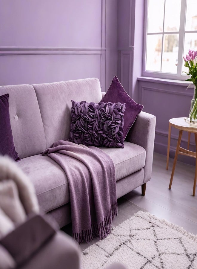 KINGROSE Hand Crafted Stereo Flower Throw Pillow Cover Rectangular Cushion Cover Soft Pillow Case for Sofa Couch Chair Bed Living Room Office 12 x 20 Inches Velvet Purple - Image 2
