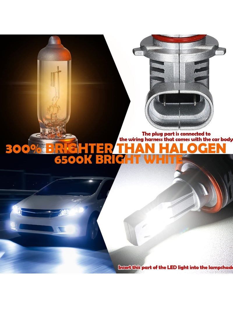 Zikra LED Headlight Bulbs Combo, 6500K Cool White 24000LM Wireless , H11 9005/ H9 /H8 9005/HB3 Automotive Headlight Bulbs for Auto Replacement, High Low Beam (9005, H11 Style 2PCS Each) - Image 5