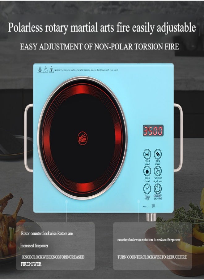 Generic - Induction Cooktop Infrared Induction Cooktop - Touch & Knob Control, Black Crystal Plate, Multi-Gear Temperature Regulation, 3 Hour Timing, Multiple Temperature Levels, Compatible with All Cookware & Overheat Protection 3500W Power - Arabic & English - Image 1