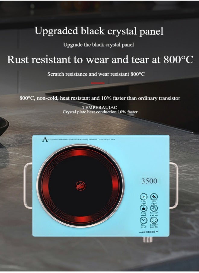 Generic - Induction Cooktop Infrared Induction Cooktop - Touch & Knob Control, Black Crystal Plate, Multi-Gear Temperature Regulation, 3 Hour Timing, Multiple Temperature Levels, Compatible with All Cookware & Overheat Protection 3500W Power - Arabic & English - Image 1