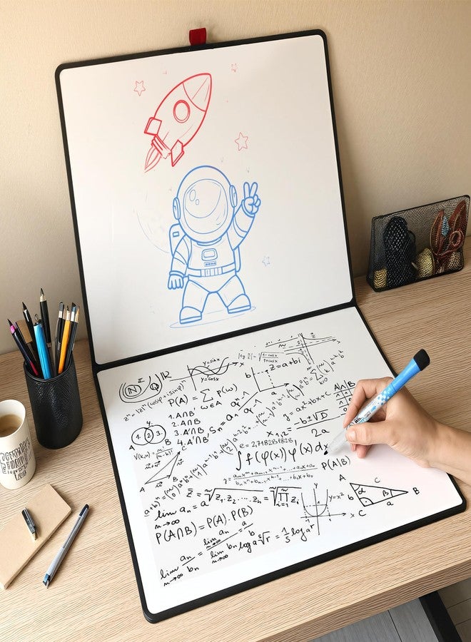 iNenya Double-Sided White Board 16×12inch - Expands to 24“×16” Dry Erase Board with 3 Markers & Anti-Ghosting Surface | Magnetic-Ready | Ultra-Thin for Office,School,Travel,Home(16"×12"-Black) - Image 5
