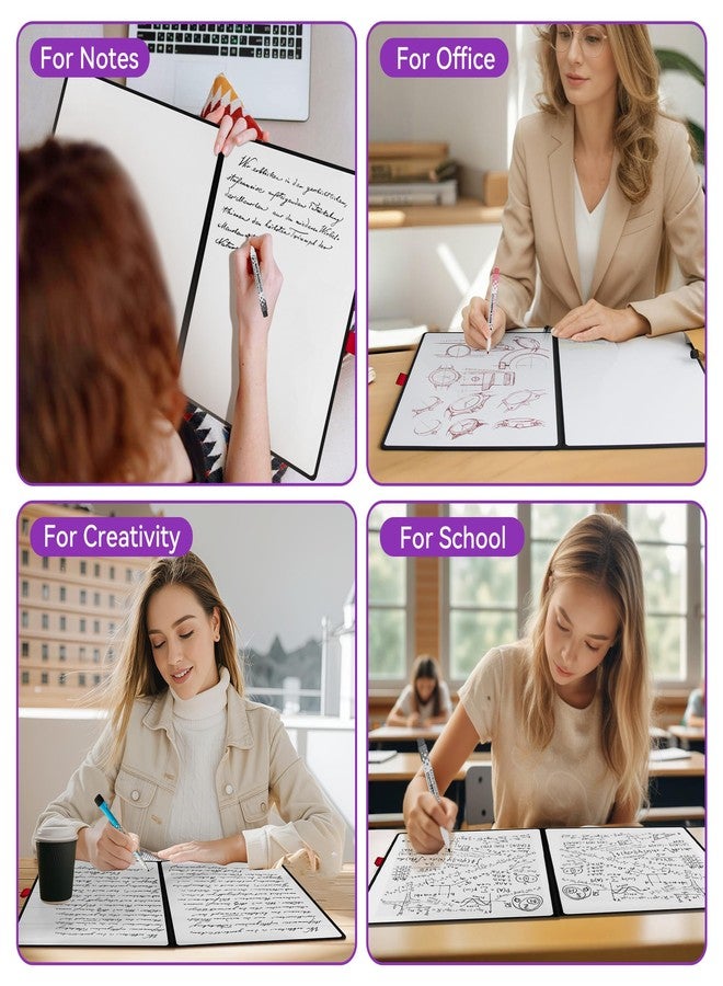 iNenya Double-Sided White Board 16×12inch - Expands to 24“×16” Dry Erase Board with 3 Markers & Anti-Ghosting Surface | Magnetic-Ready | Ultra-Thin for Office,School,Travel,Home(16"×12"-Black) - Image 4