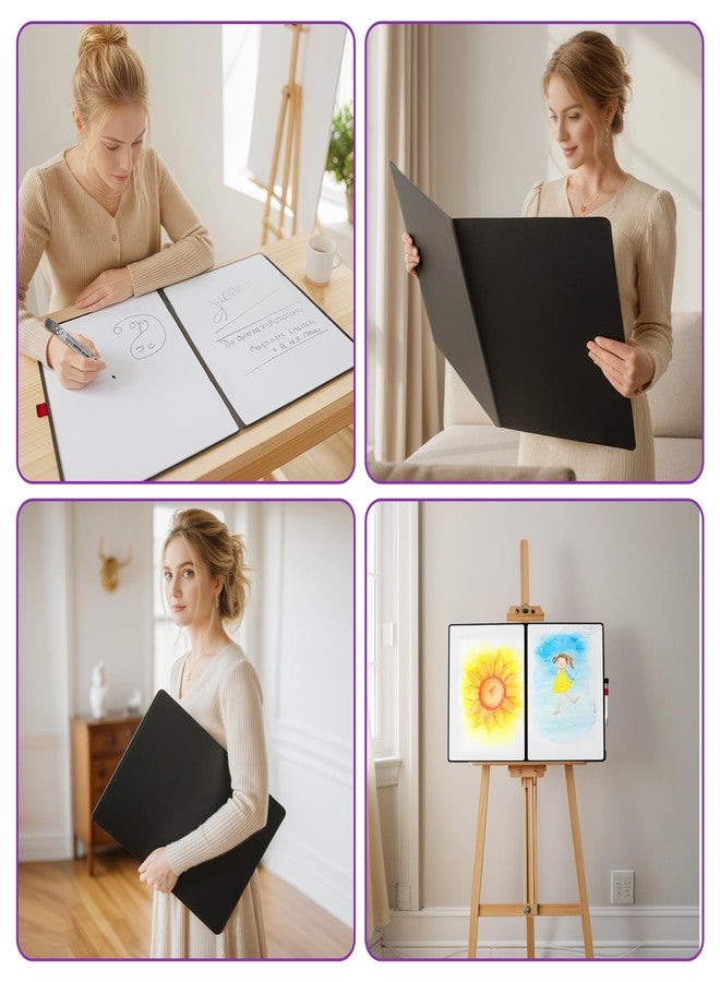 iNenya Double-Sided White Board 16×12inch - Expands to 24“×16” Dry Erase Board with 3 Markers & Anti-Ghosting Surface | Magnetic-Ready | Ultra-Thin for Office,School,Travel,Home(16"×12"-Black) - Image 3