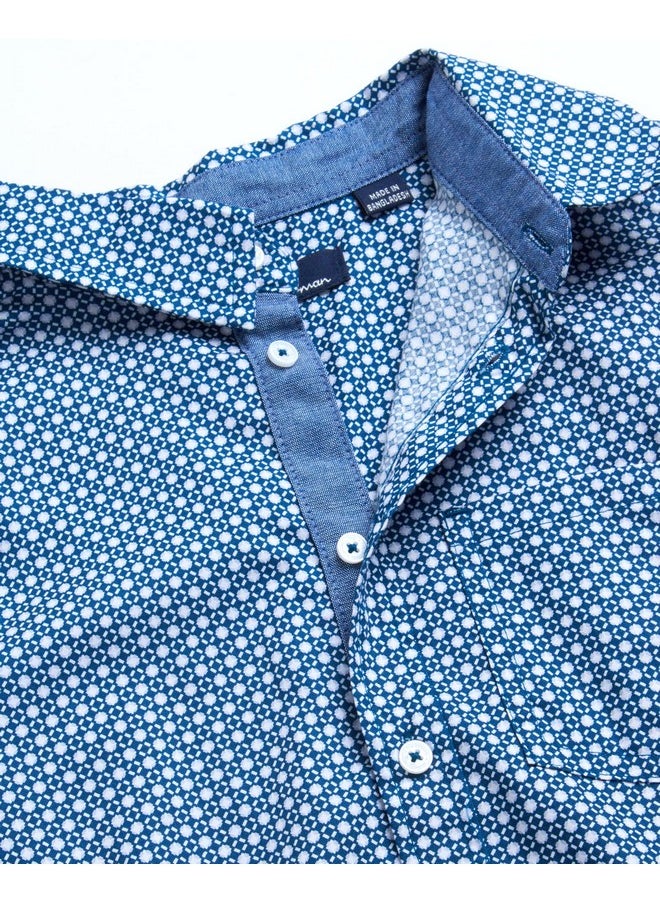Ben Sherman - Ben Sherman Boys' Dress Shirts - 2 Pack Long Sleeve Button Down Shirts with Chest Pocket - Collared Shirts for Boys (8-18), Size 18, Blue Circle Navy Flower - Image 1