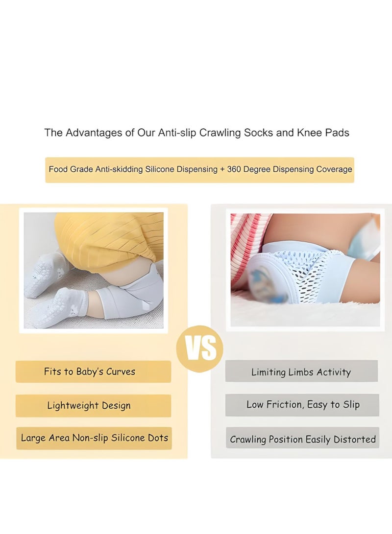 NEMO BABY 3PCS Unisex Baby Crawling Anti-Slip Knee Pads and Socks Set,Save Toddler Boy Girl 12-36 Months Knee and Ankle - Image 2