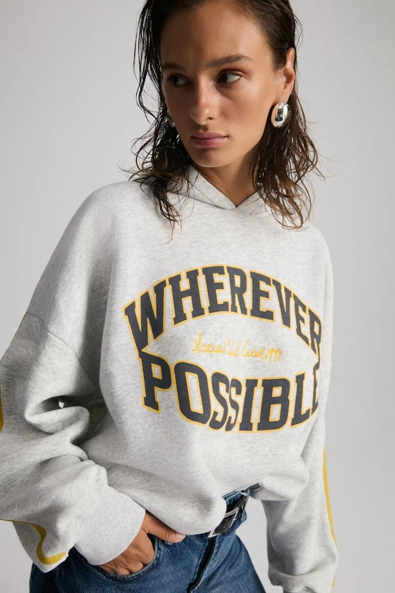 GRIMELANGE Possibility Women's Printed Hooded Grimelanj Sweatshirt