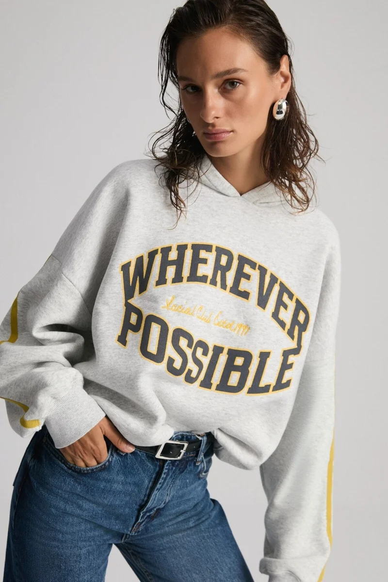 GRIMELANGE Possibility Women's Printed Hooded Grimelanj Sweatshirt