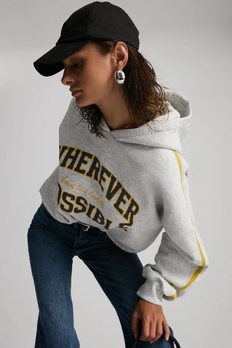 GRIMELANGE Possibility Women's Printed Hooded Grimelanj Sweatshirt