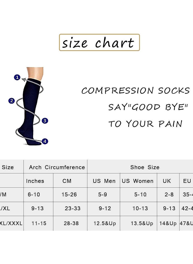 SYOSI - Copper Compression Socks for Men & Women, Copper-Infused Compression Socks Moisture-Wicking Copper Compression Socks for Medical Running Hiking Cycling 15-20 mmHg (Black/White, L/XL) - Image 1