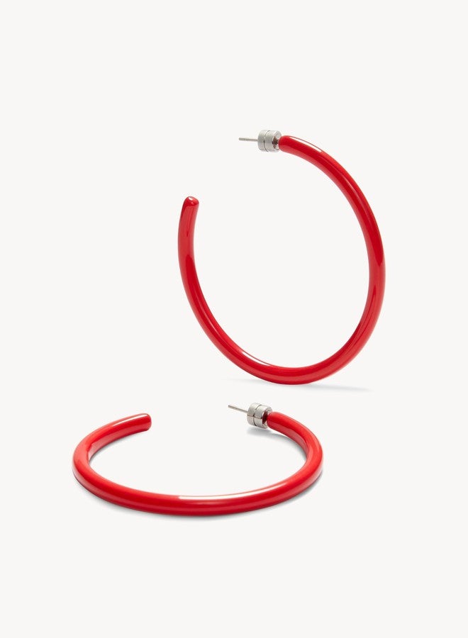 MACHETE Circle Hoop Earrings Acetate Resin Fashion Jewelry for Women (Ruby, Large) - Image 3