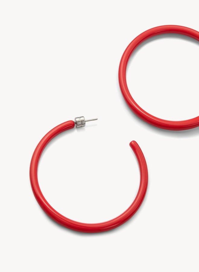 MACHETE Circle Hoop Earrings Acetate Resin Fashion Jewelry for Women (Ruby, Large) - Image 2