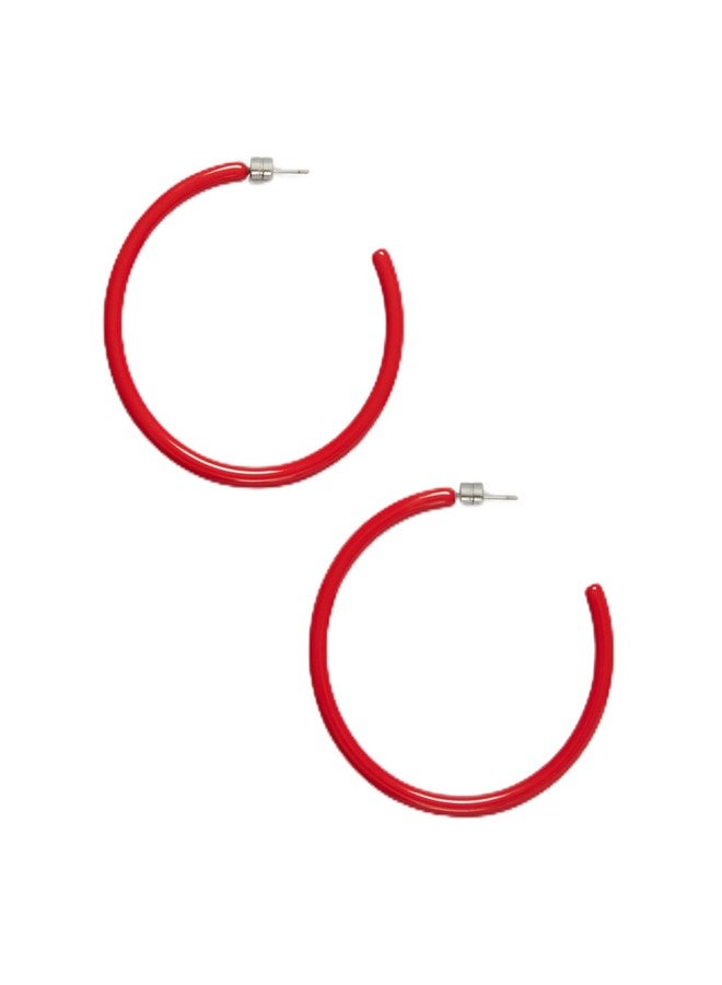 MACHETE Circle Hoop Earrings Acetate Resin Fashion Jewelry for Women (Ruby, Large) - Image 1