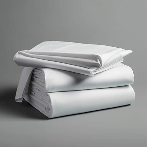 Lunar Silks Lunar - Pure 100 Percent Rayon Derived from Bamboo Bed Sheet Set w/Corner Straps, for Hot Sleepers, Soft, Lightweight, Extra Deep Pockets 18” (One Set) (Frost White, Twin XL) - Image 1