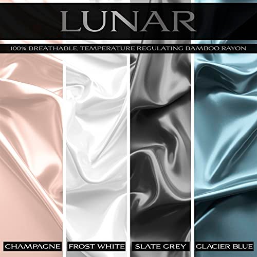 Lunar Silks Lunar - Pure 100 Percent Rayon Derived from Bamboo Bed Sheet Set w/Corner Straps, for Hot Sleepers, Soft, Lightweight, Extra Deep Pockets 18” (One Set) (Frost White, Twin XL) - Image 4